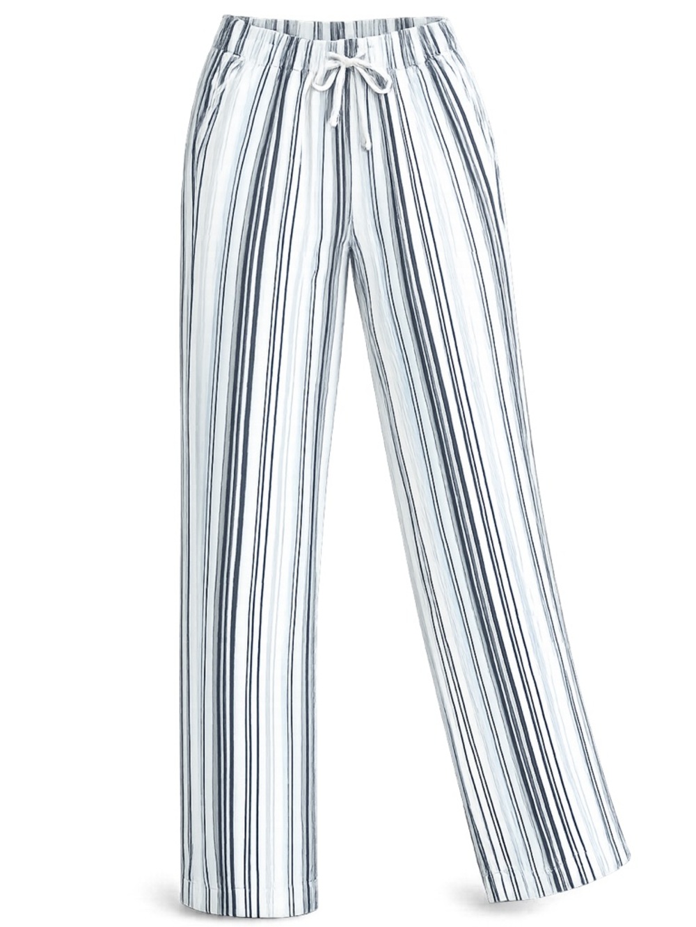 Women's Briggs Striped Pants Size L Blue White
009